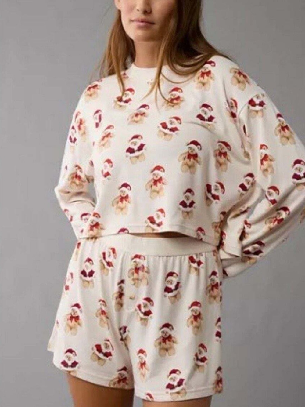American Eagle AE Lounge Christmas Bear pajama set Sz XS